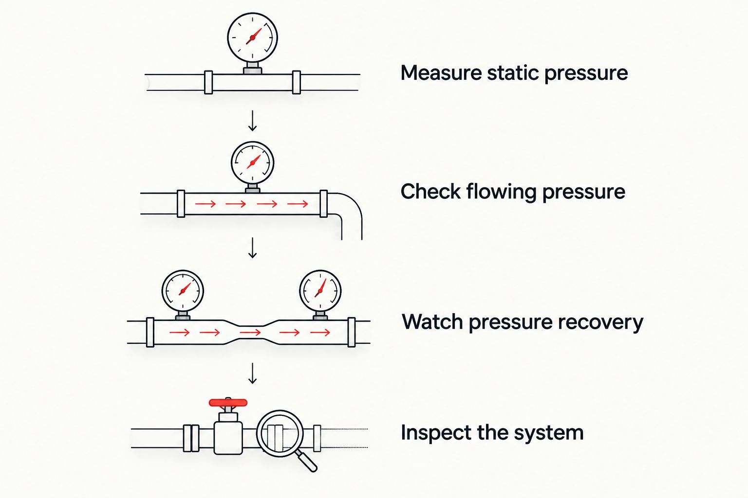 Four checks that separate excessive pressure from flow restrictions and expansion problems