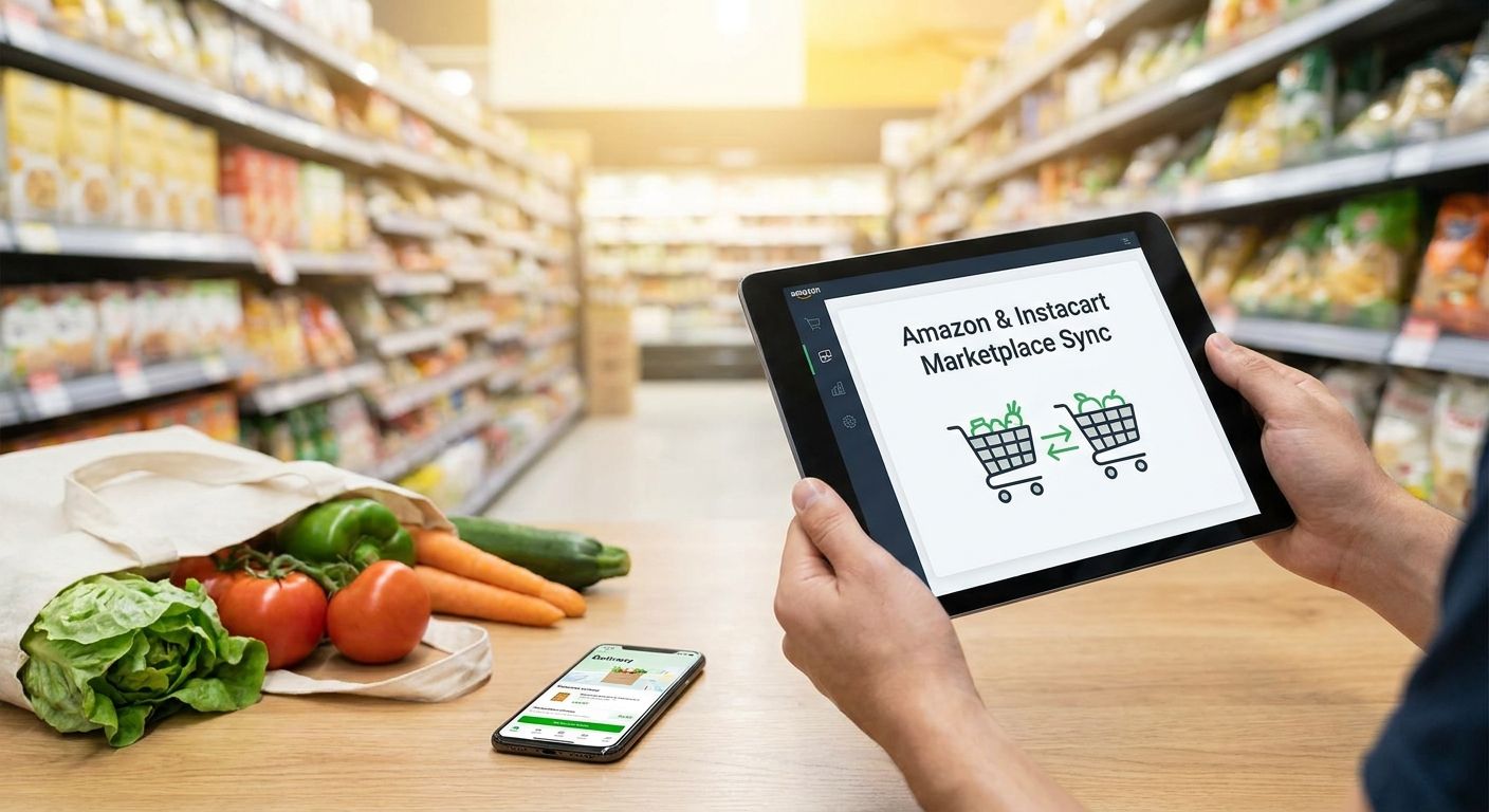 Amazon and Instacart marketplace sync for grocery ecommerce platforms
