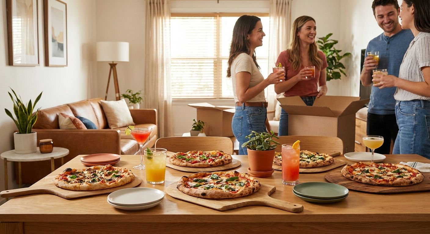Pizza and cocktails for a housewarming get-together