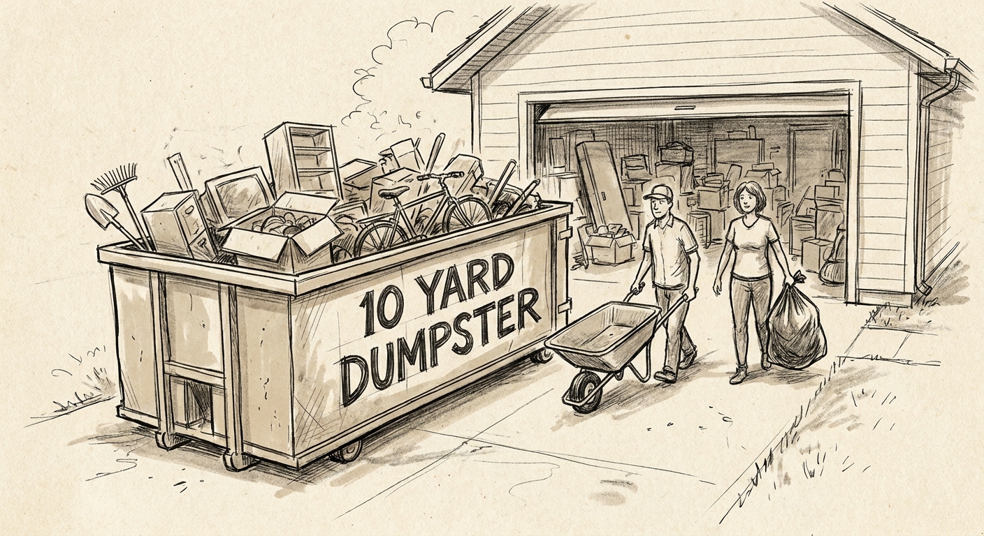 10 yard dumpster rental for garage cleanouts