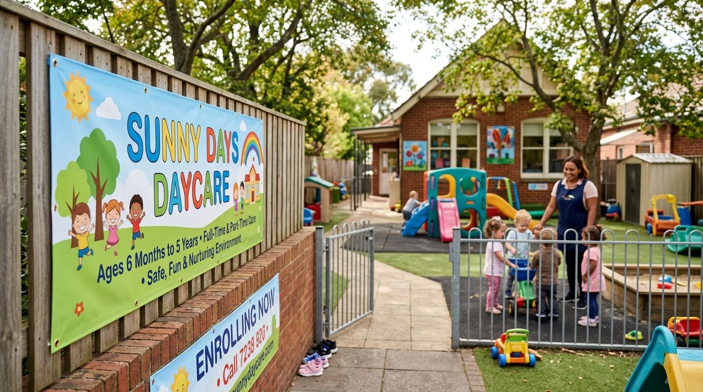 Vinyl banners for daycare and childcare centres