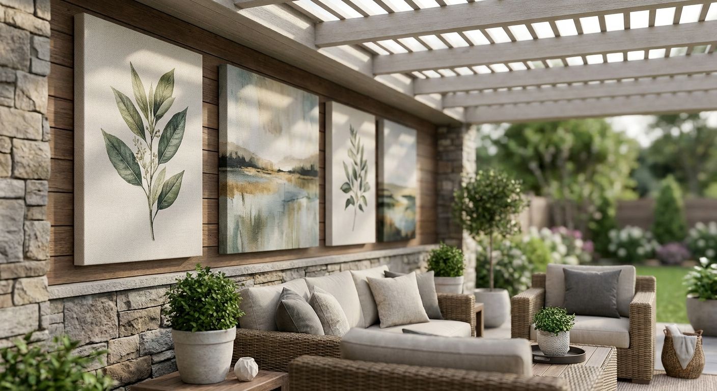 Outdoor canvas art for covered patios