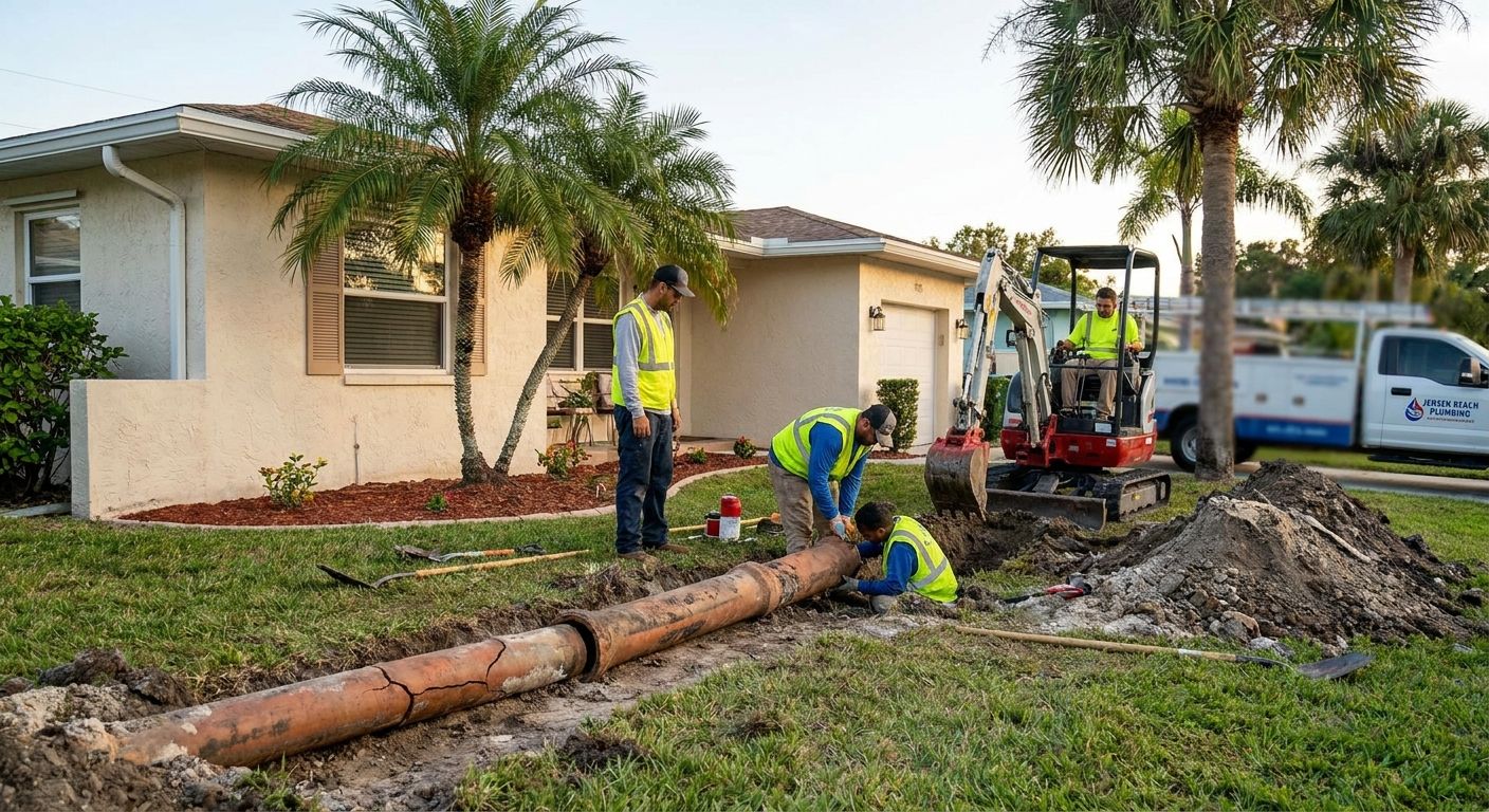 Sewer line repair for older Jensen Beach homes
