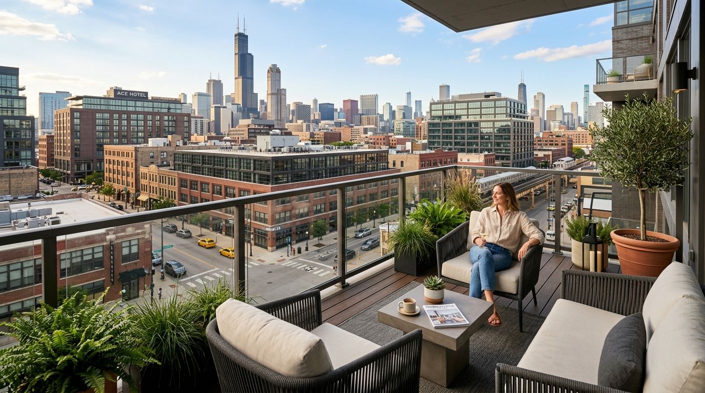 Apartments with private terraces in Fulton Market Chicago
