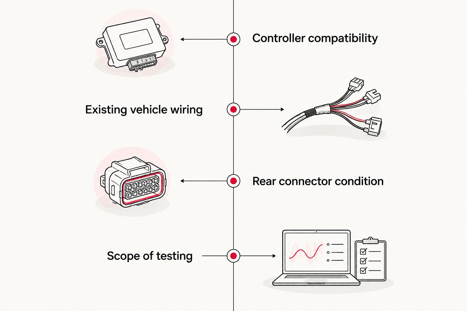 Installation quote checks from controller compatibility through brake testing