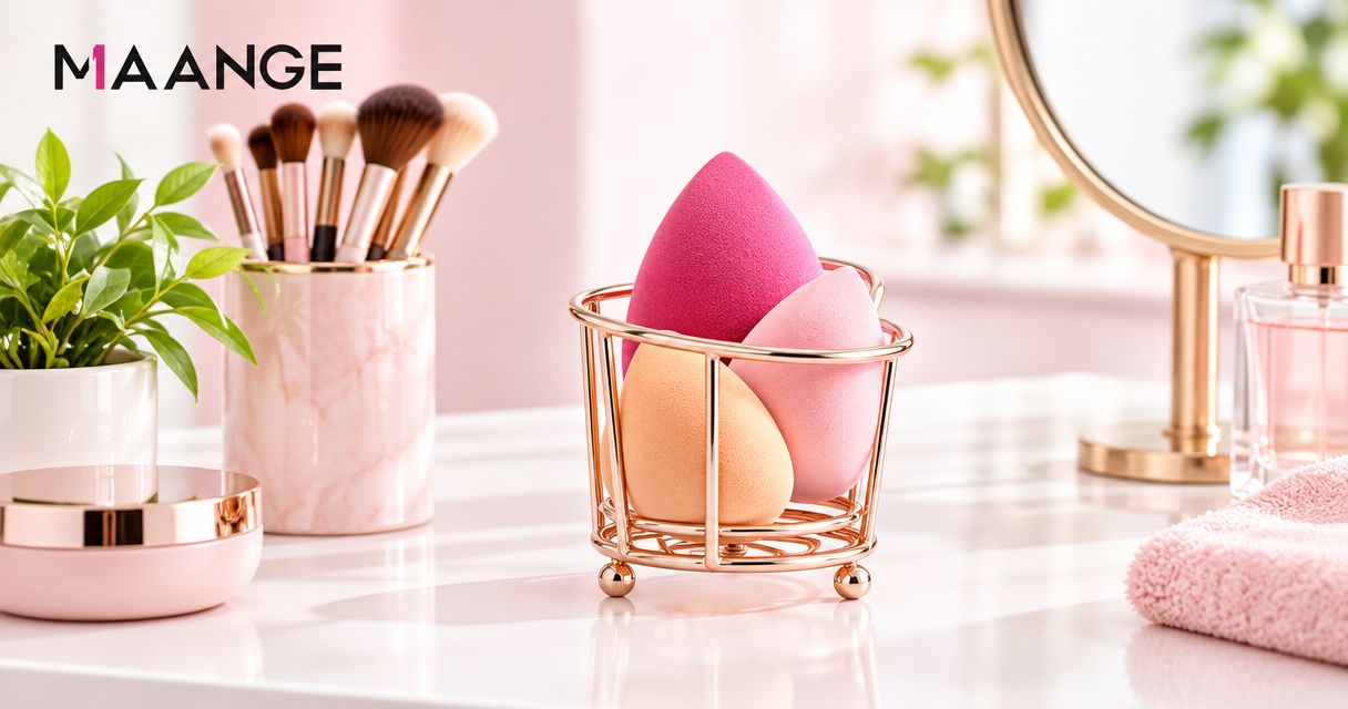 Makeup sponge holder for a small vanity: sizing and placement