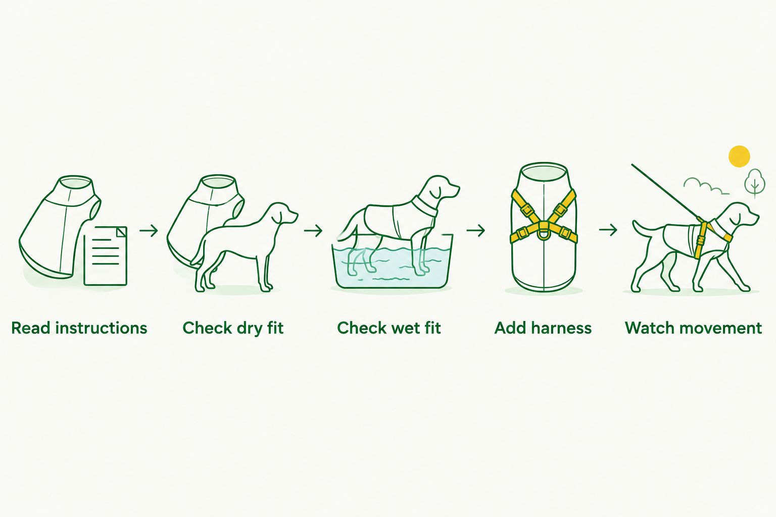 Five checks for preparing a dog cooling vest before a walk