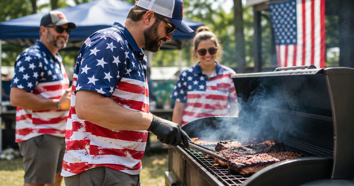 Best patriotic team shirts for competitive BBQ pitmasters