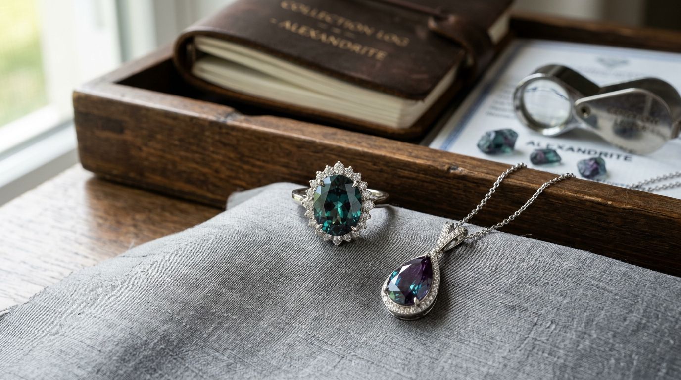 Alexandrite jewelry for color-change gemstone collectors