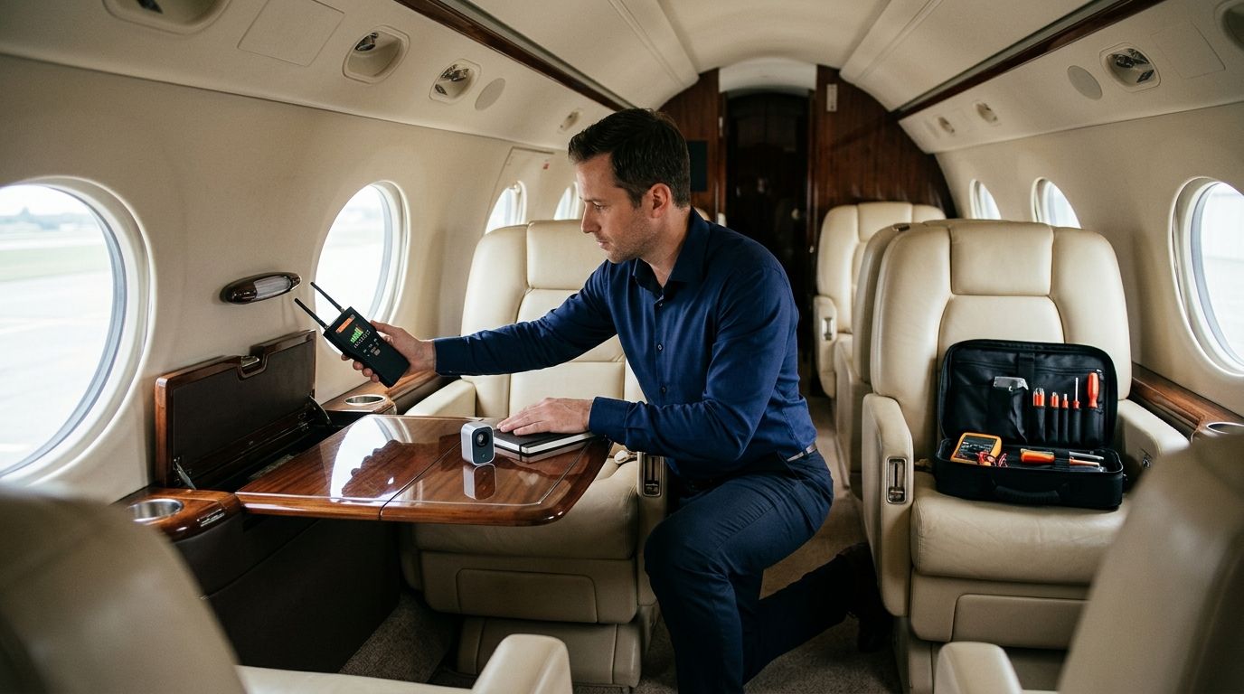 How to check a private jet for hidden surveillance devices