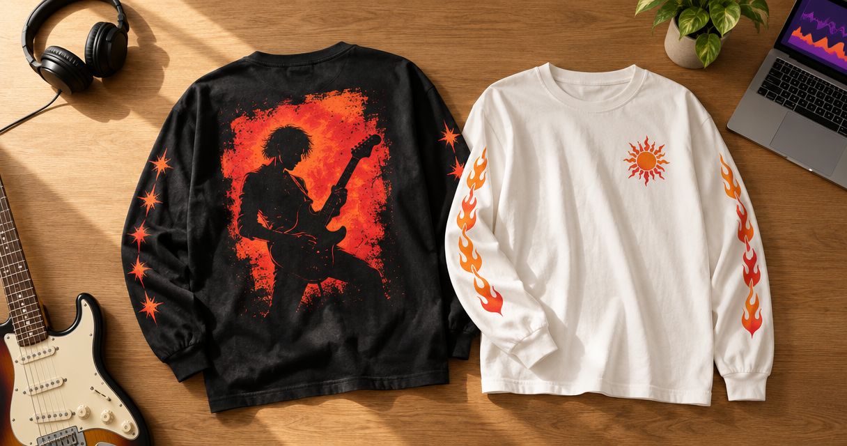 Custom long-sleeve shirts for bands and tour merch