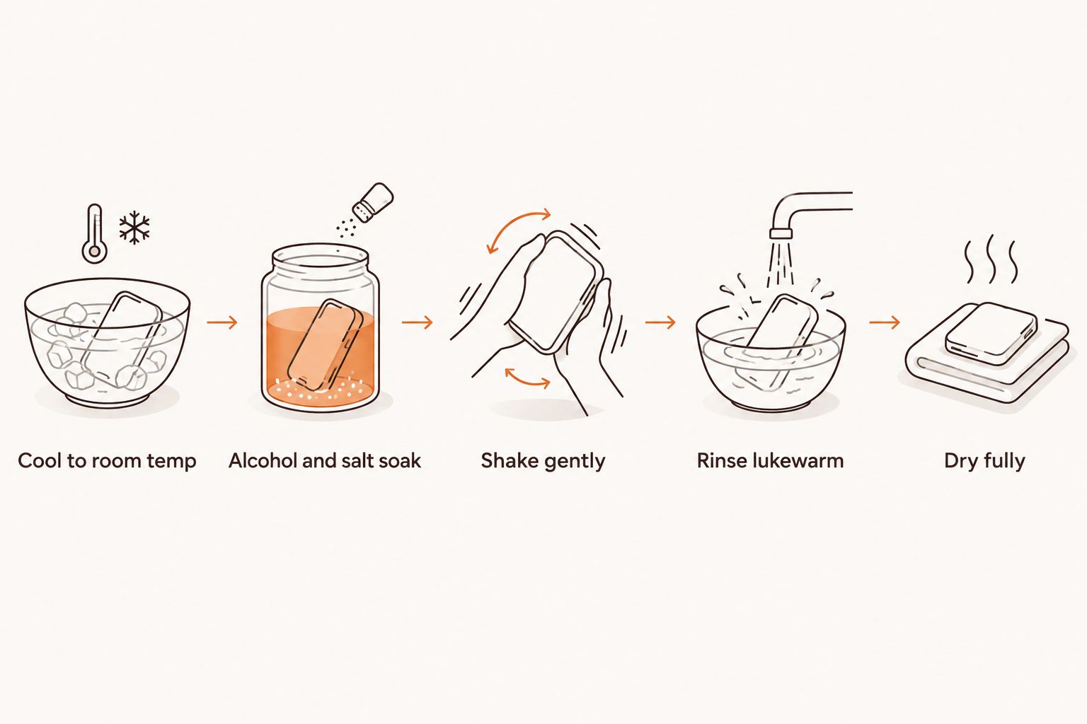 Five step diagram for cleaning a dab rig bowl safely