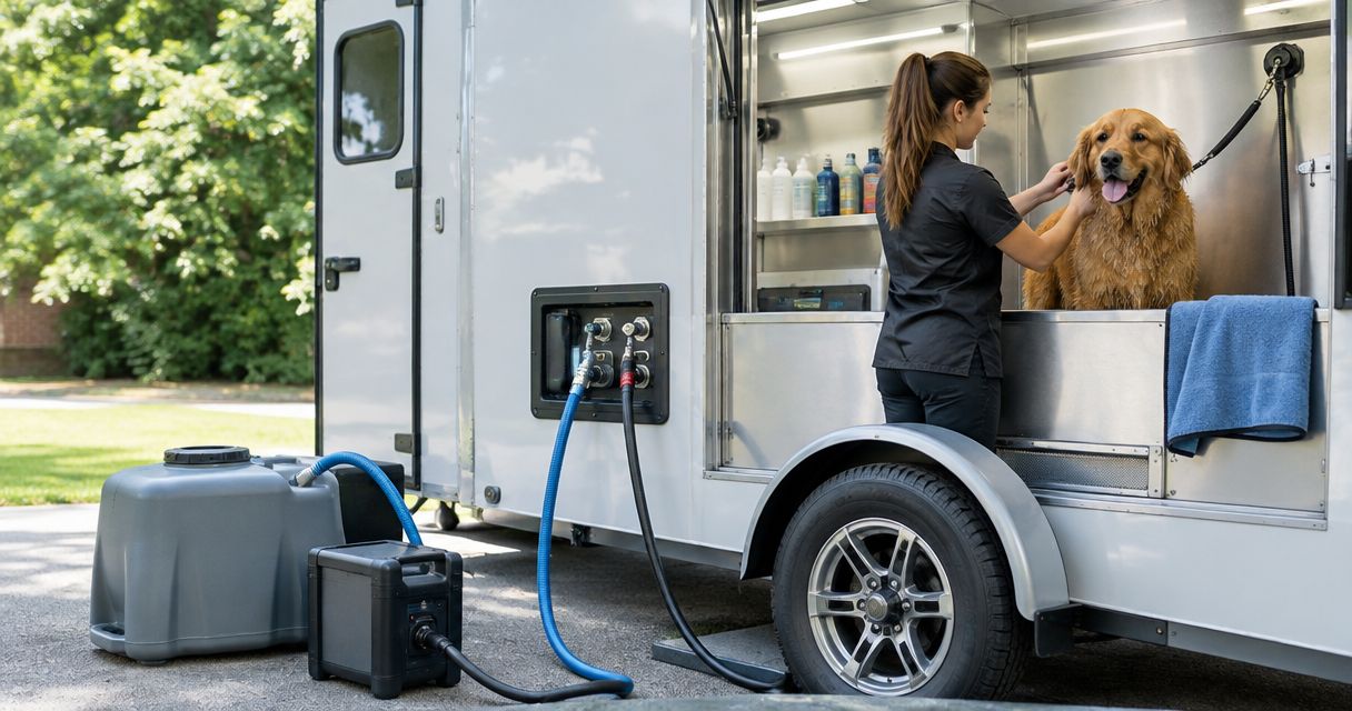 How to connect your water and power for mobile dog grooming