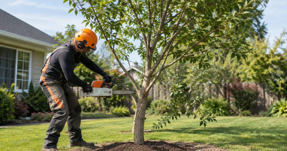 When should you hire a professional for small tree removal?
