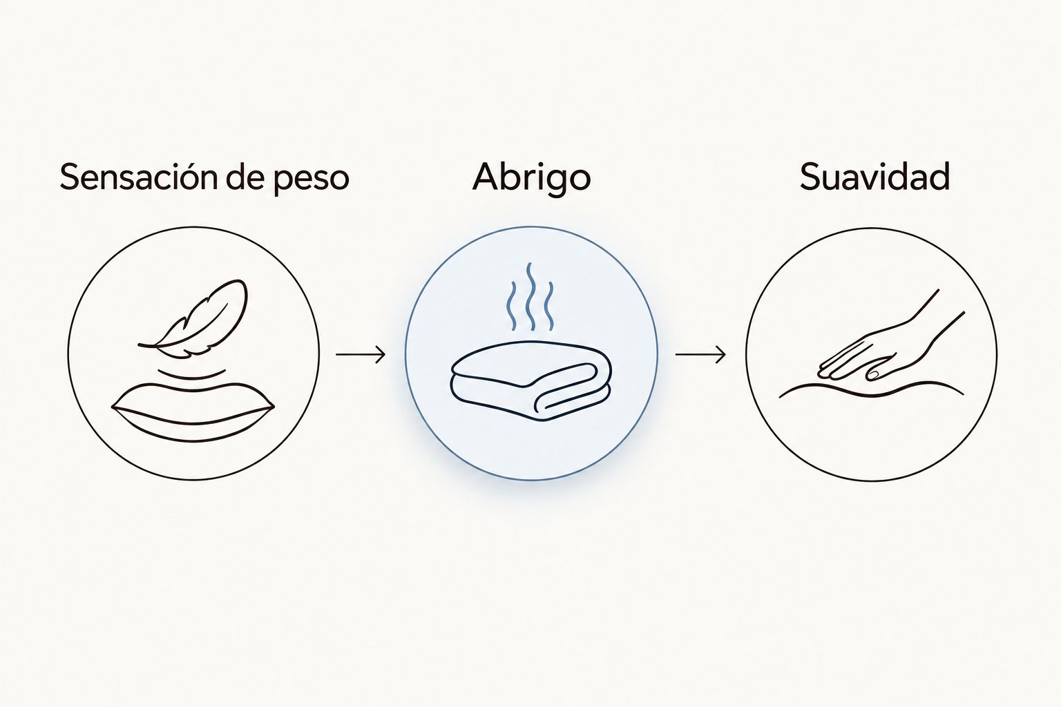 Comparación entre buscar sensación de peso, abrigo o suavidad en la cama