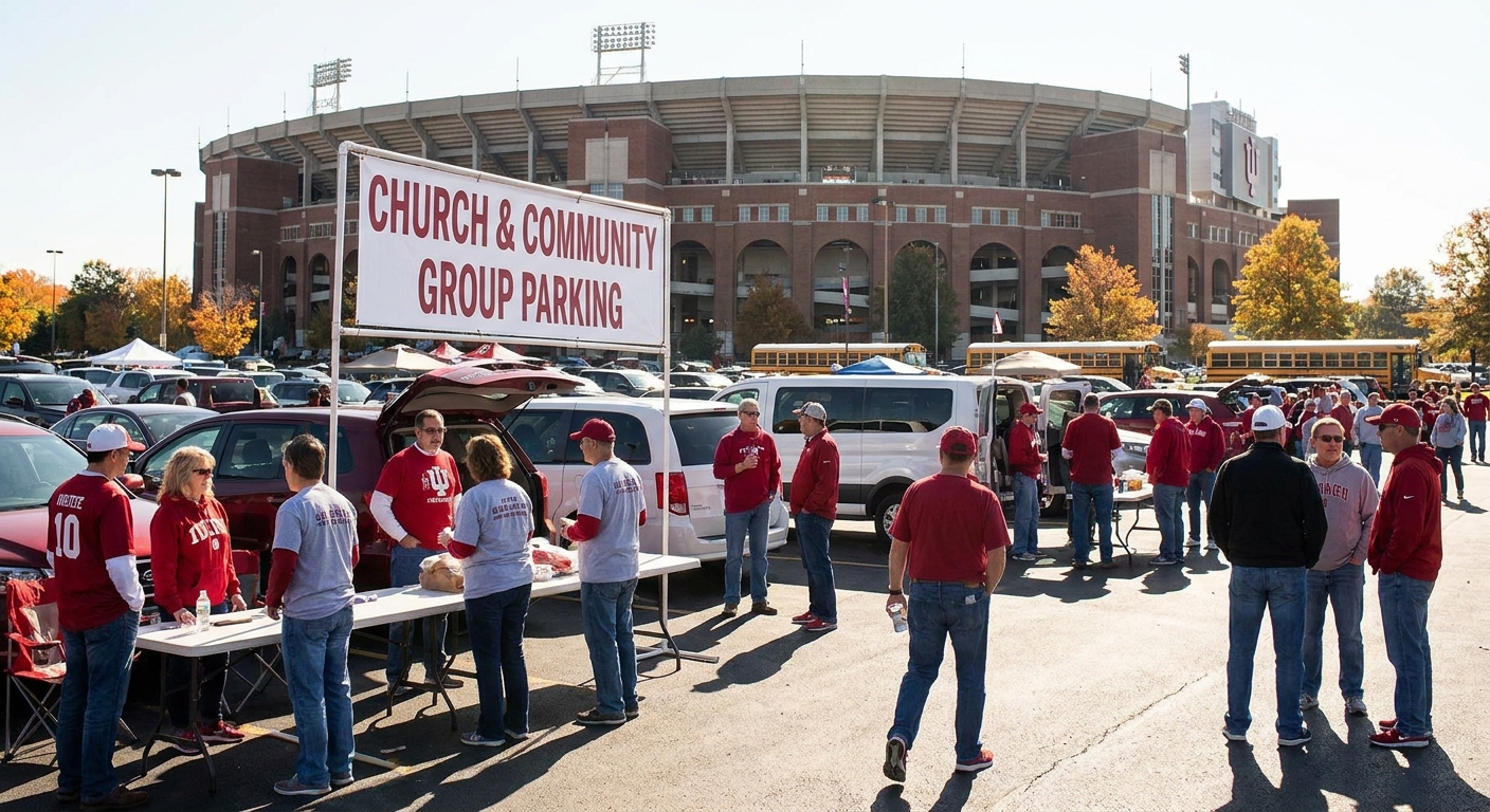 Parking for church and community groups at IU football