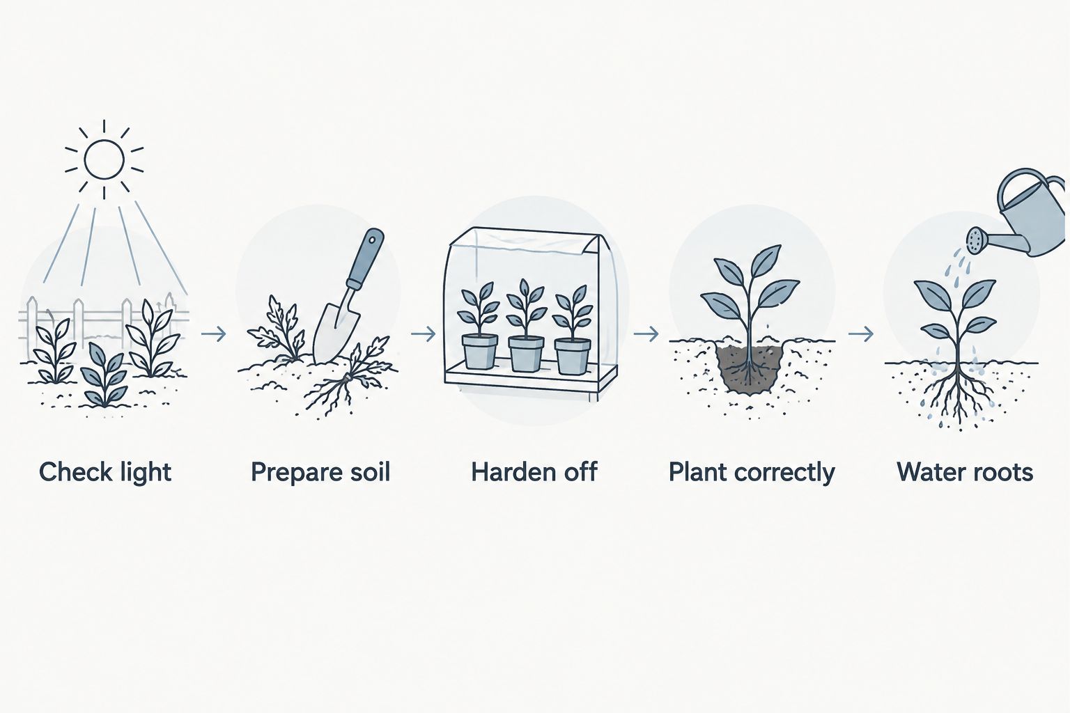Five steps for establishing plugs, from checking sunlight to watering the root zone