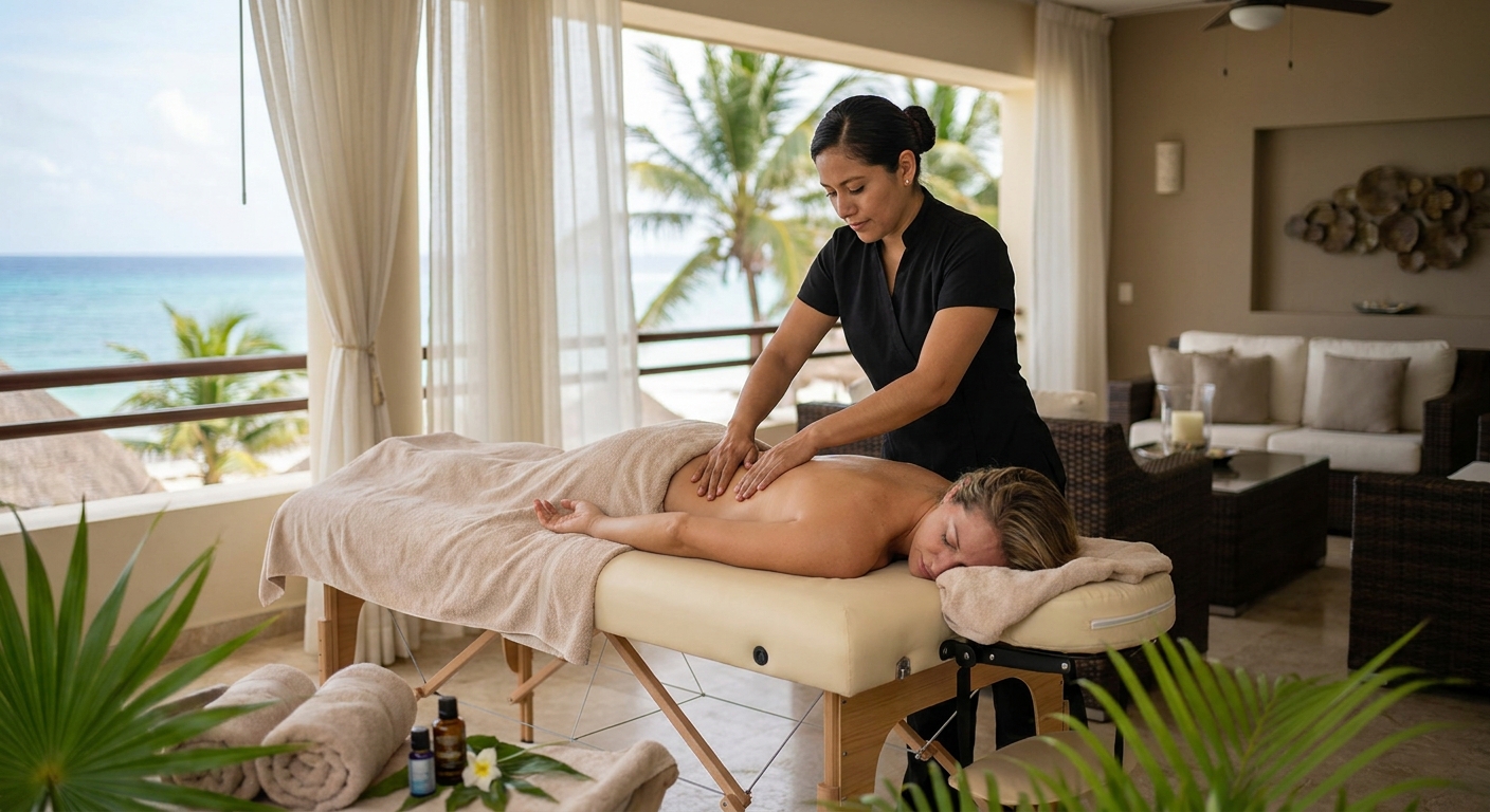 In-residence massage services for travelers in Playa del Carmen