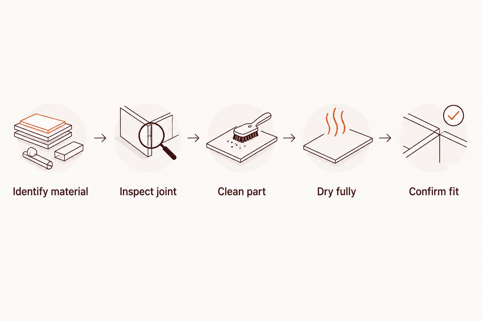 Steps for preparing a quartz banger, from identifying its material to confirming its fit