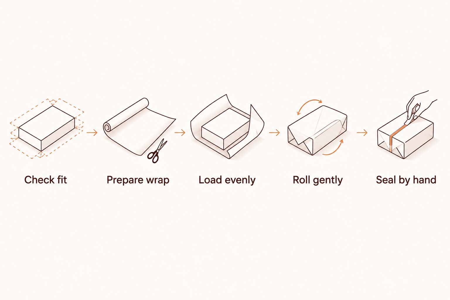 Steps for checking a blunt wrap, loading a roller and finishing the roll