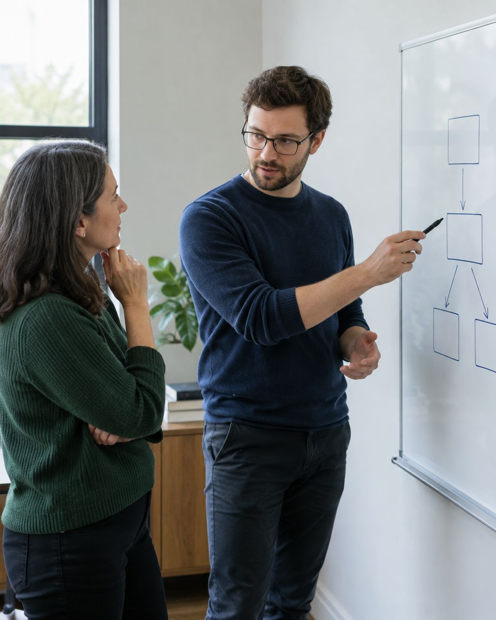 IT professional explaining a simple decision path to a business owner