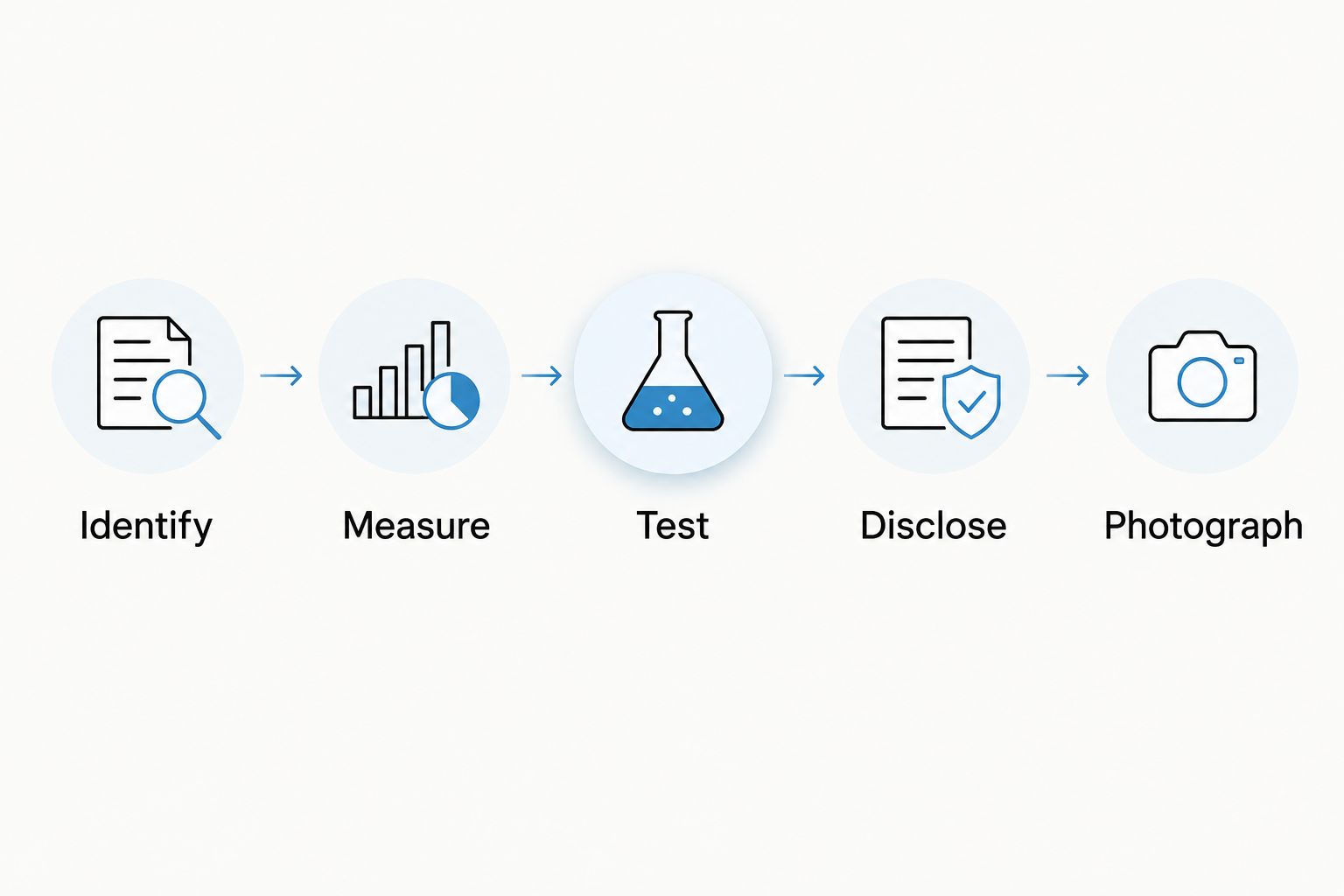 Five listing preparation steps: identify, measure, test, disclose, and photograph