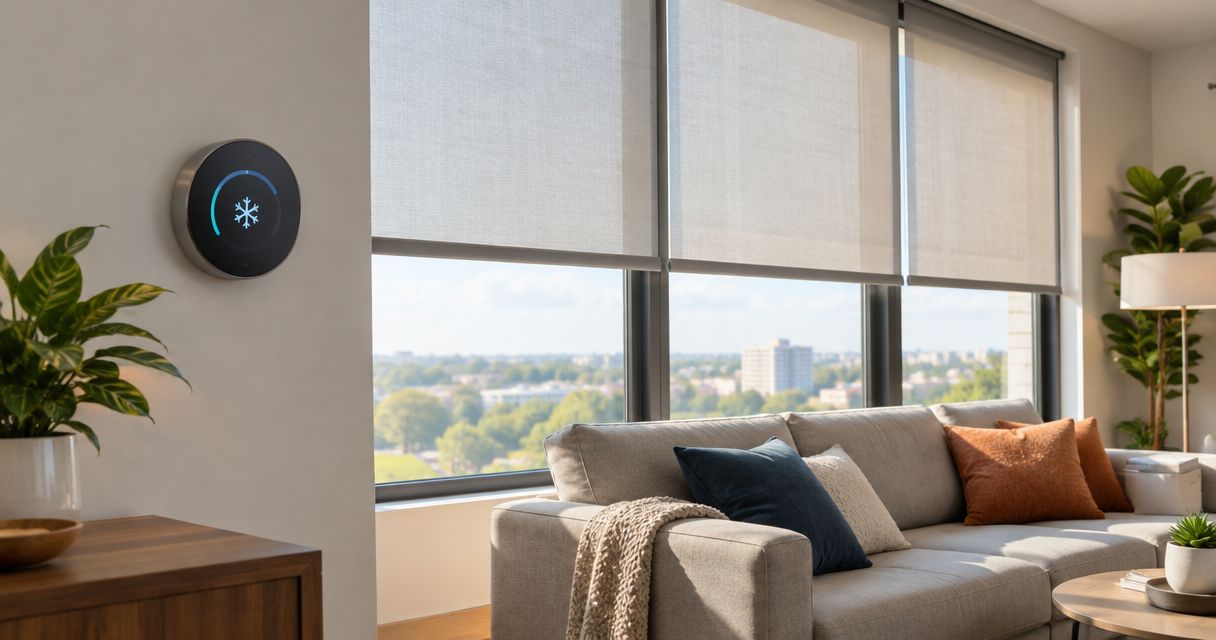 Pair motorized shades with a smart thermostat to cut summer cooling costs