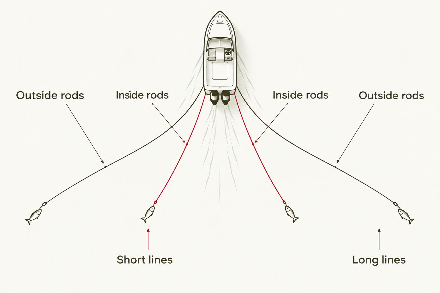 Top-down diagram showing inside, outside, short and long trolling lines
