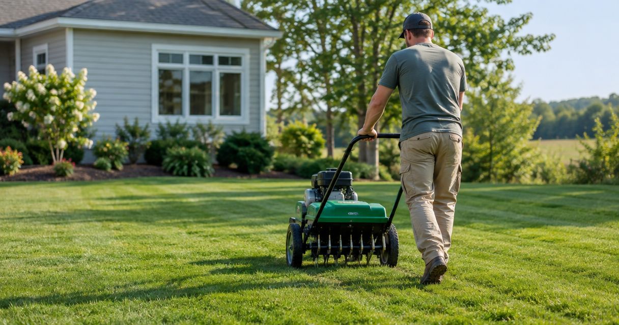 When is the best time to aerate a lawn in Iowa?