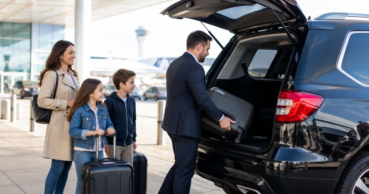 Private car service for families flying with luggage