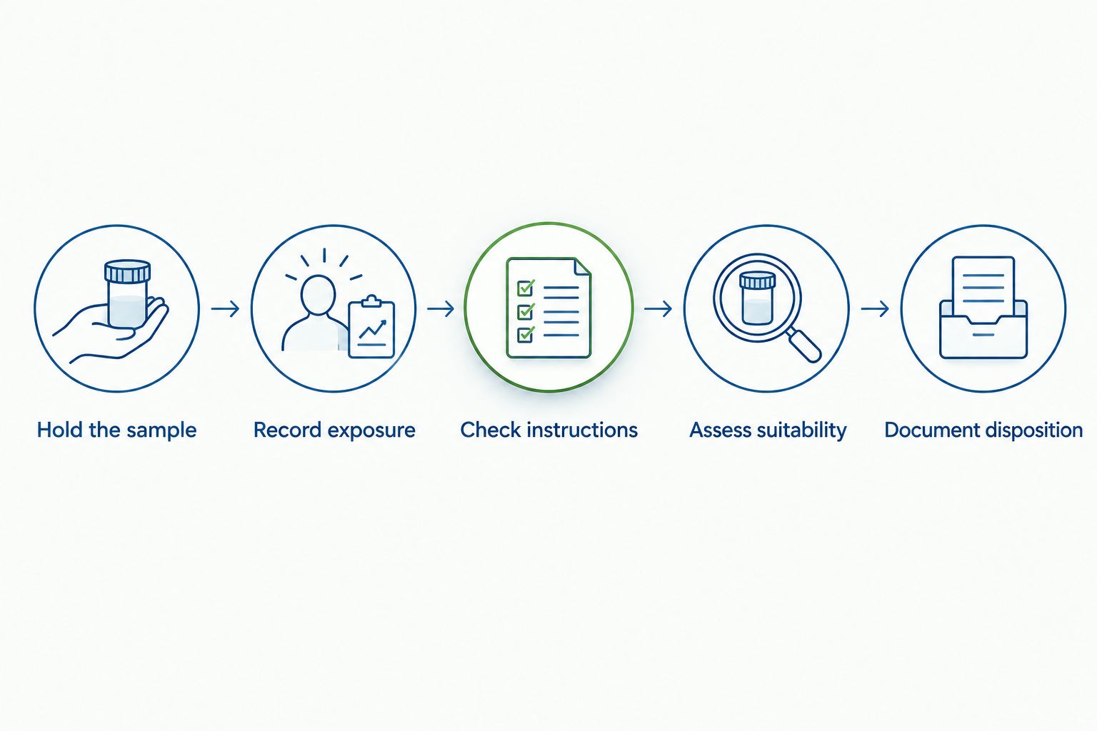 Five-step process for assessing a peptide sample after a storage excursion