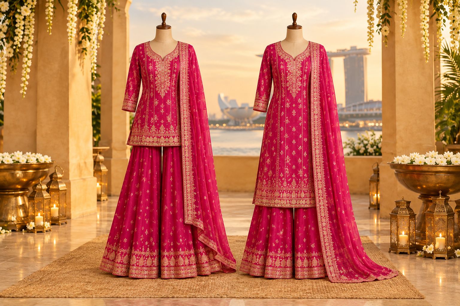 Short and long kurtas showing different amounts of sharara trouser flare
