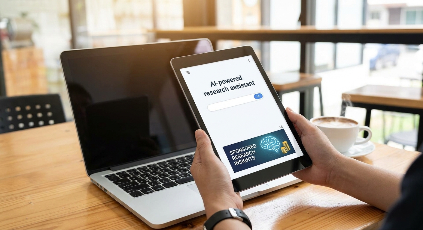 Ad monetization for AI research assistant apps