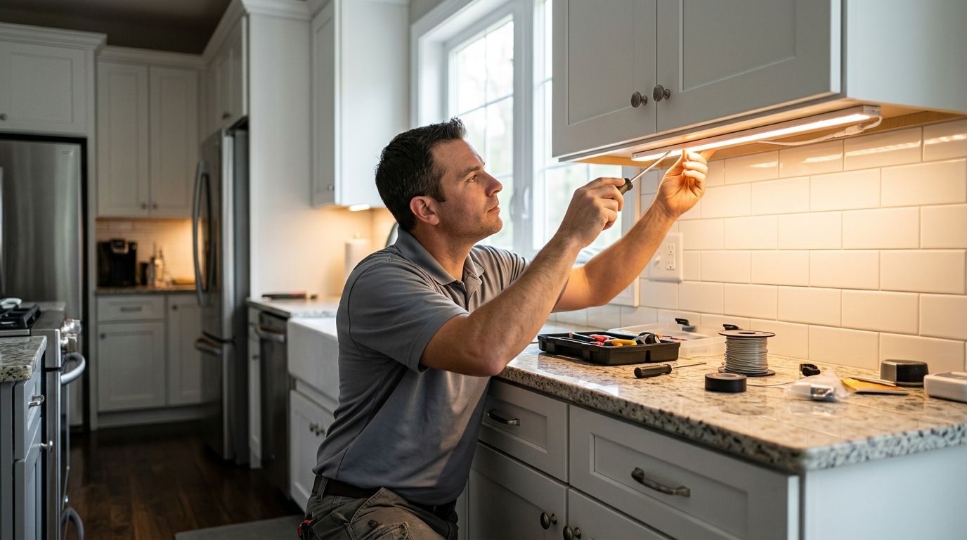 Under cabinet lighting installation for NJ kitchens