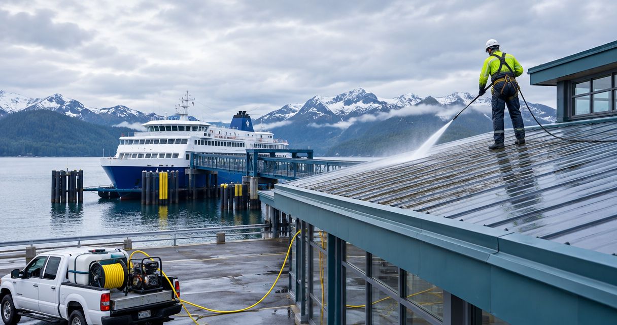 Roof cleaning for Alaska Marine Highway ferry terminals
