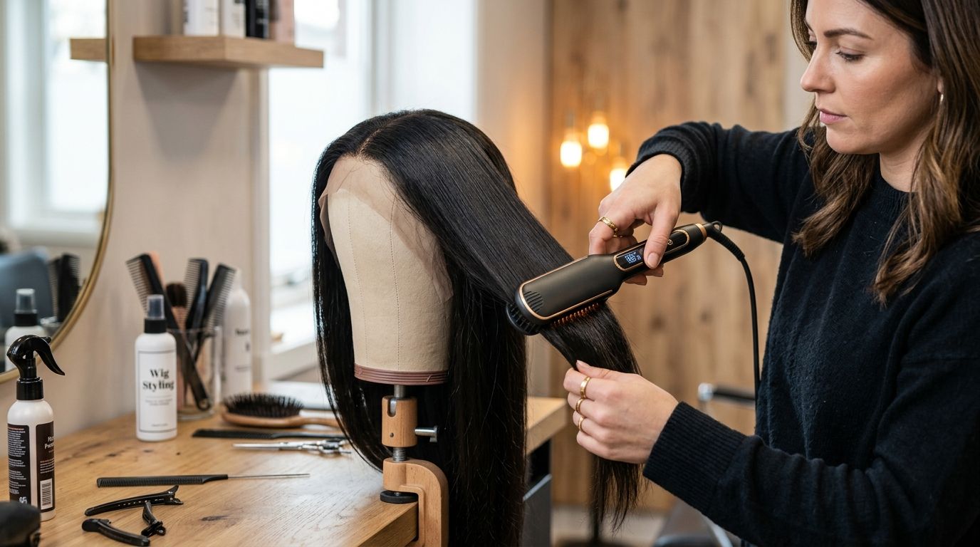 Hair straightening comb for wig styling