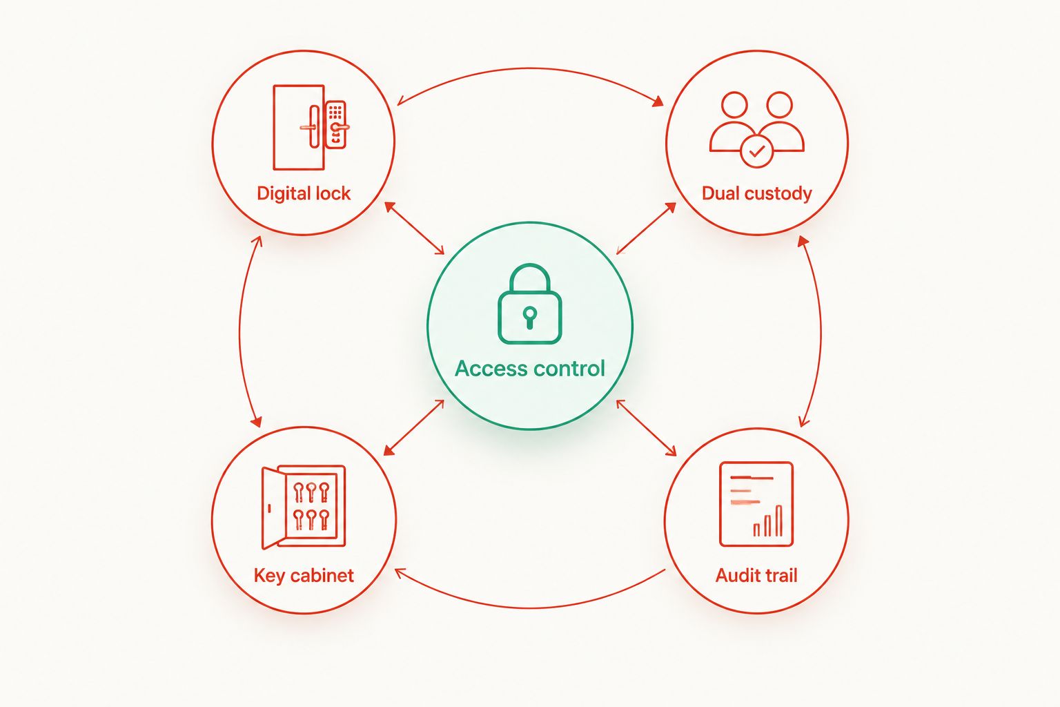 Diagram of access control methods for a financial planning firm safe