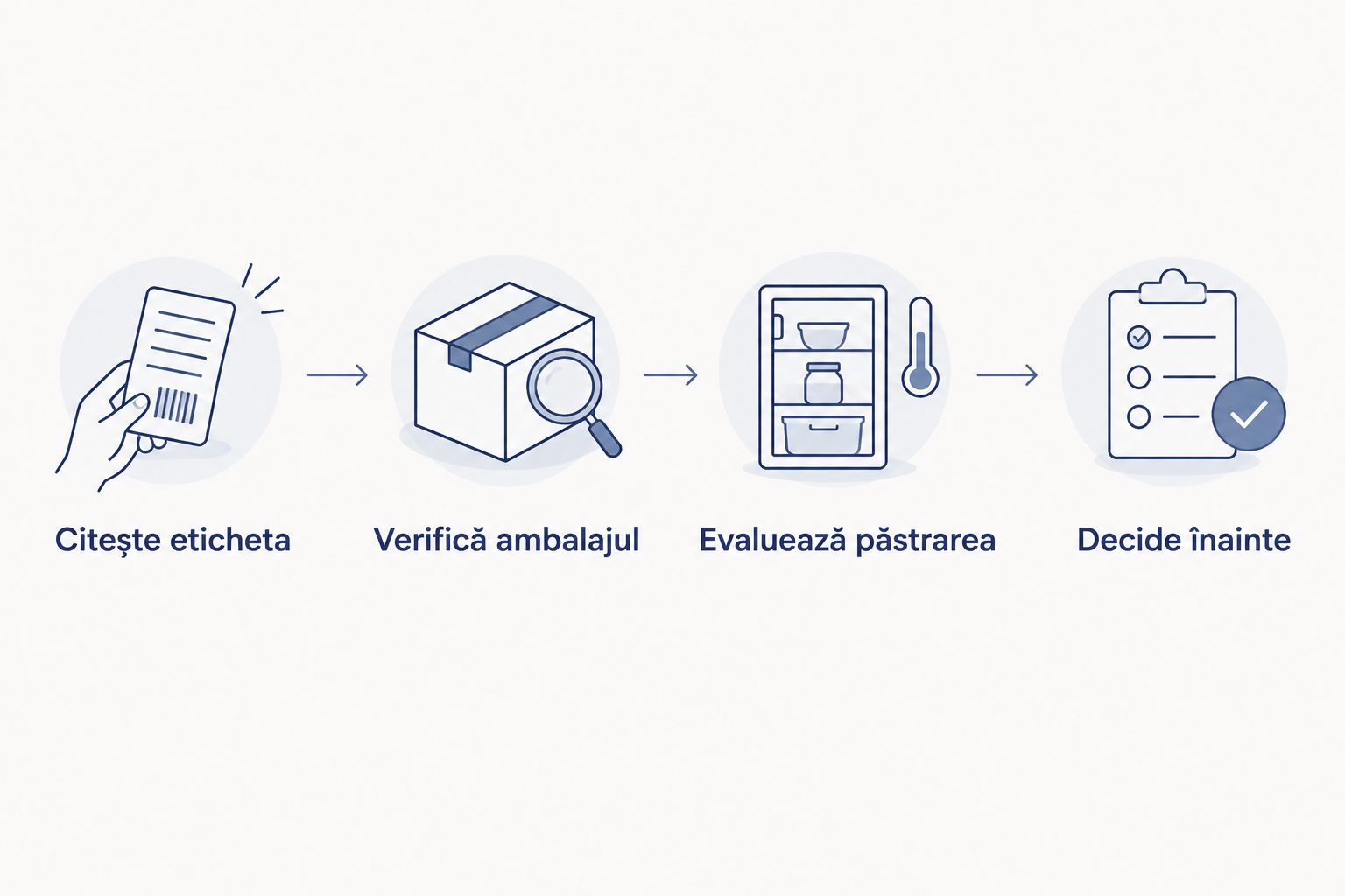 Pașii de verificare a etichetei, ambalajului și păstrării ciocolatei înainte de oferire.