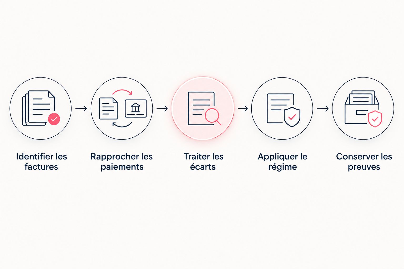 Les étapes de contrôle entre les factures, les paiements et la déclaration des revenus.