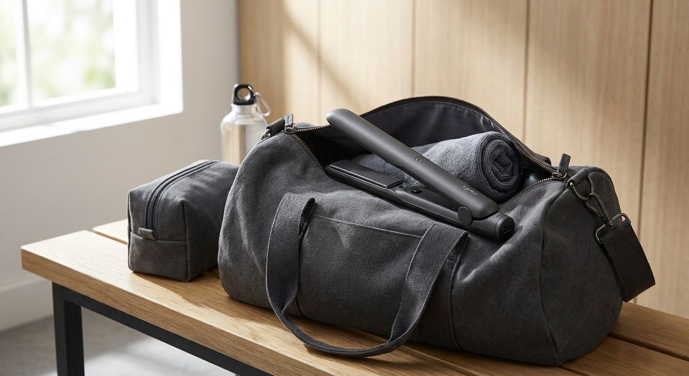 Cordless hair straightener for gym bags