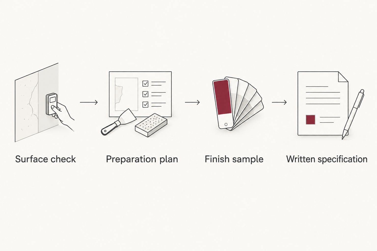 Four steps for choosing paint, from checking the surface to recording the specification