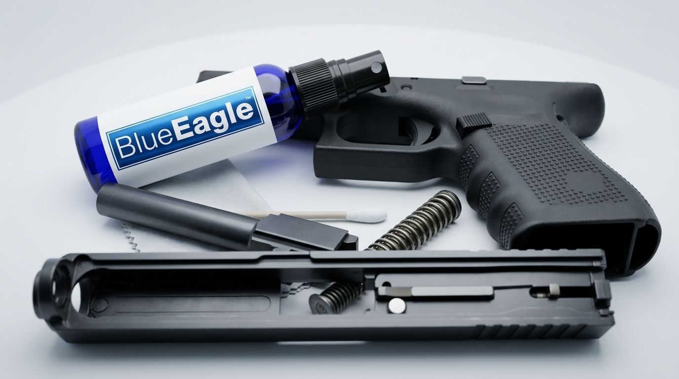 CLP gun cleaner for pistols: rails, barrels and finishes