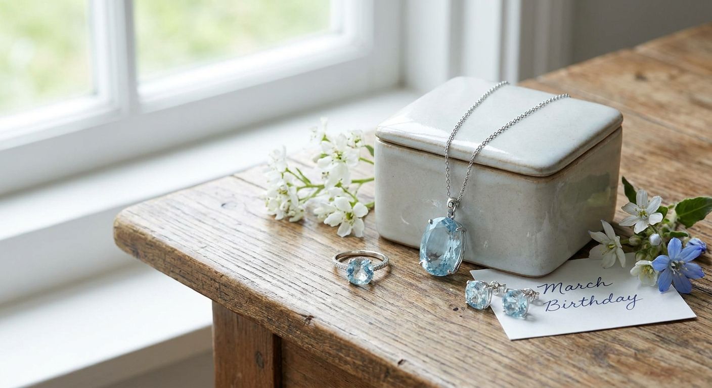 Aquamarine jewelry for March birthday gifts