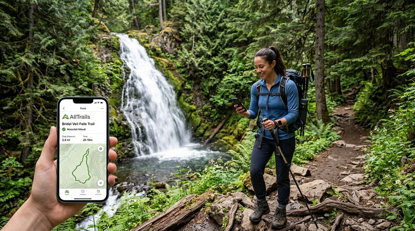 How to track waterfall hikes from your checklist in AllTrails