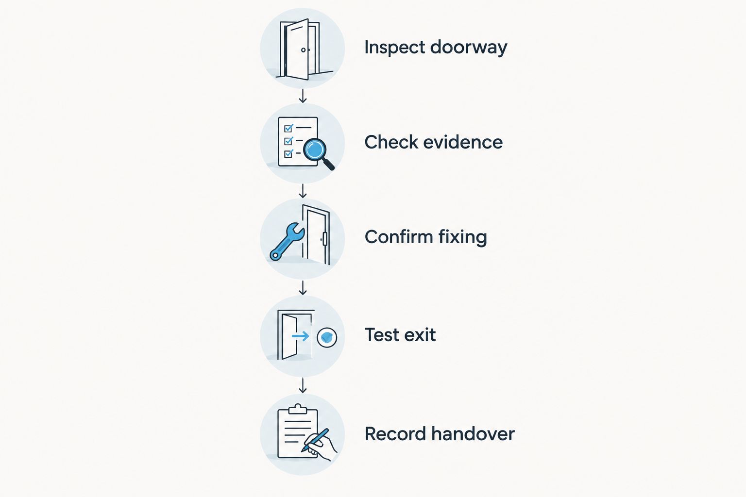 Security-door checks from inspecting the doorway to recording installation handover