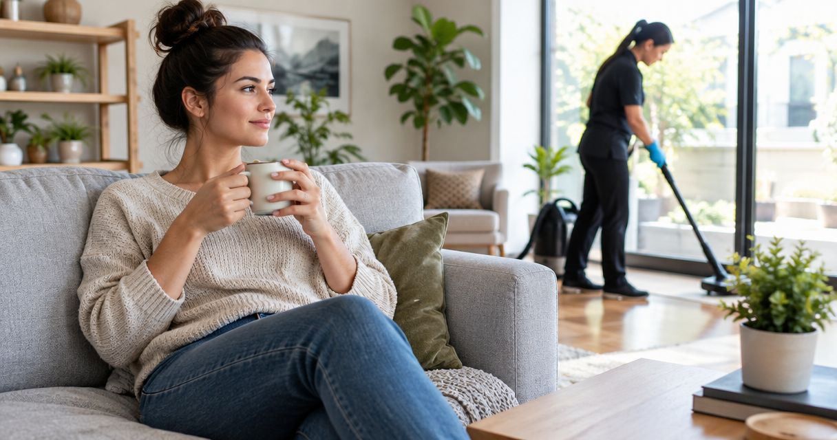 Can I be home during a house cleaning?