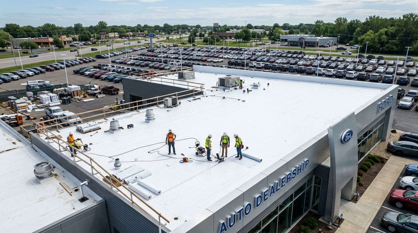 Commercial roofing for auto dealerships and car lots