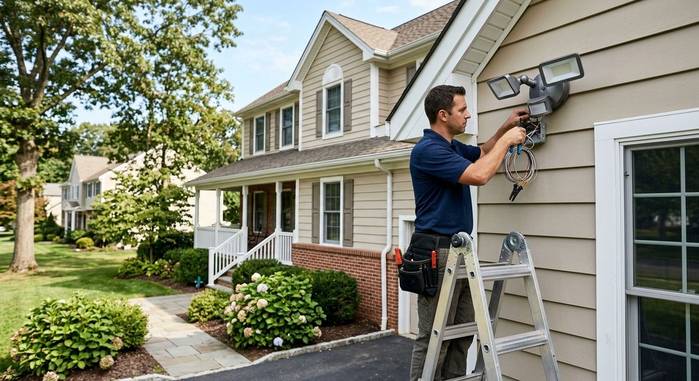 Motion sensor security lighting installation for NJ homes