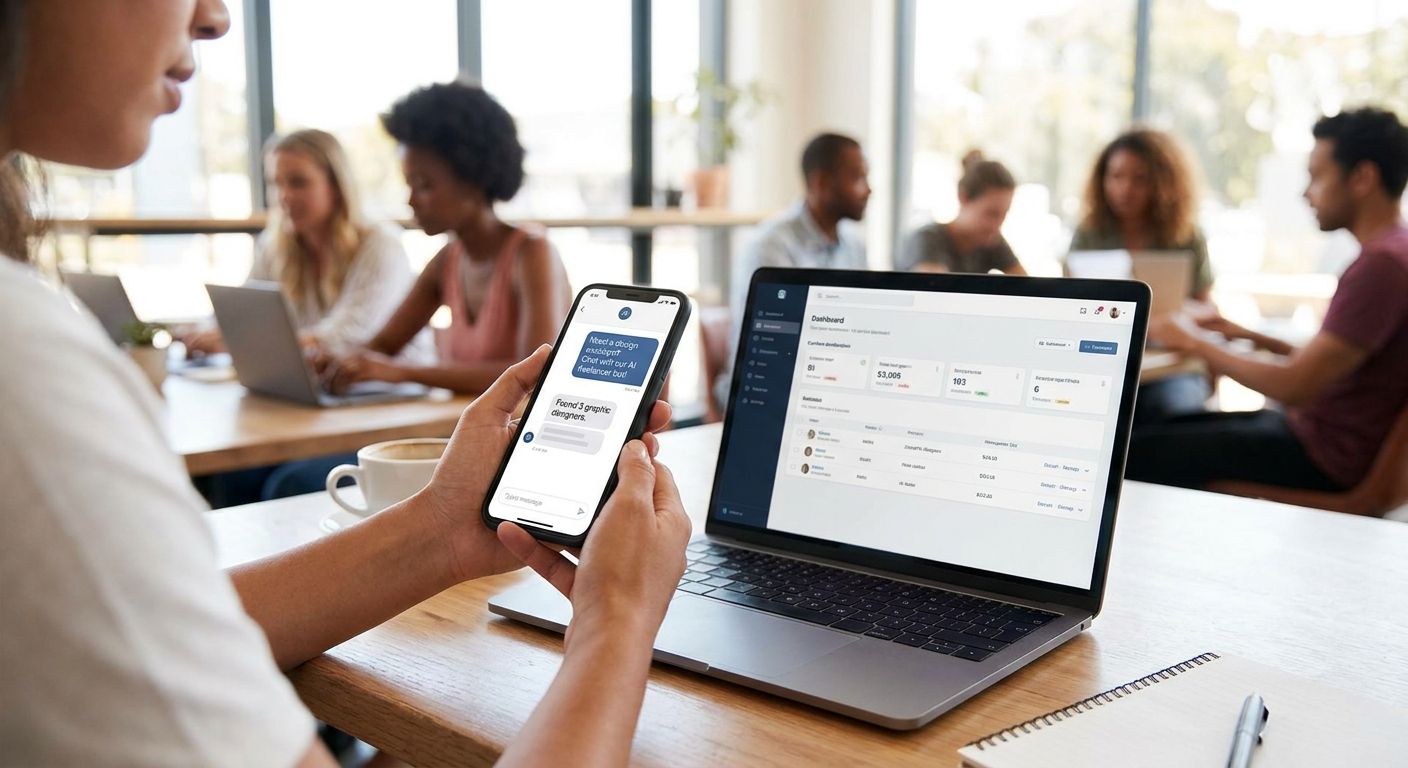 Conversational ads for AI freelancer and gig marketplace assistants