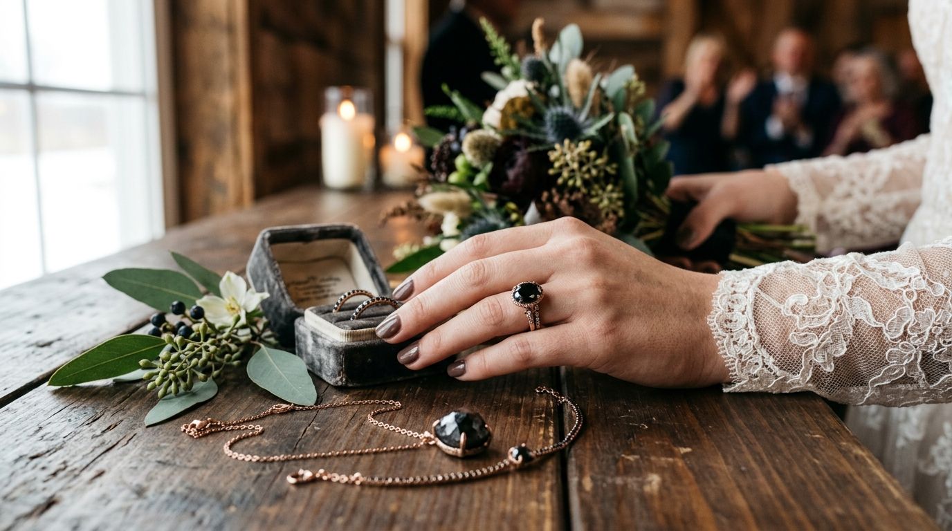 Black diamond jewelry for alternative bridal shoppers